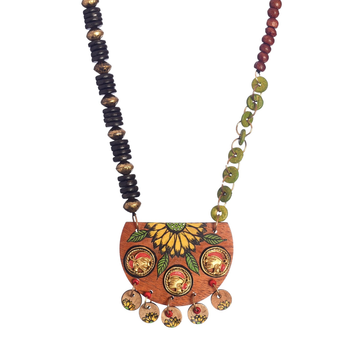 Butterflies in Greens' Handcrafted Tribal Dhokra Necklace