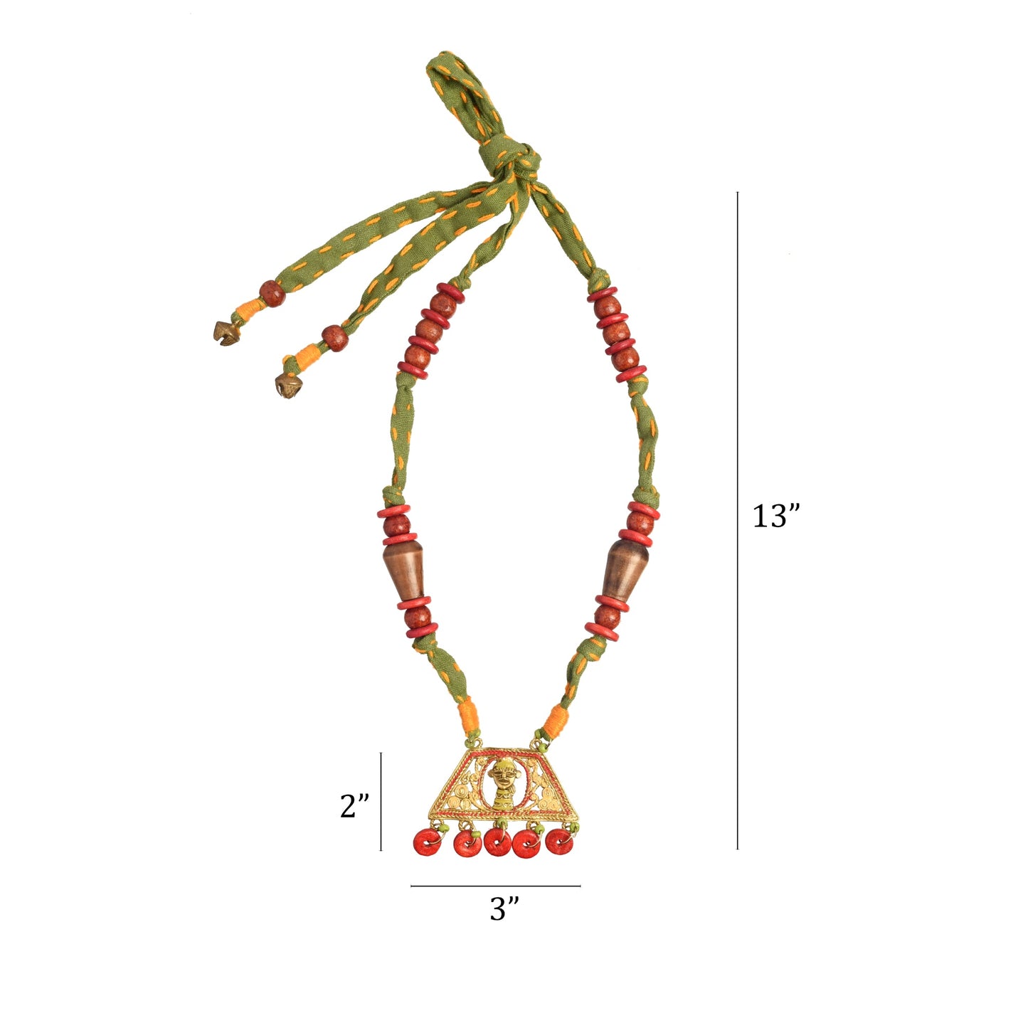 The Empress House Handcrafted Tribal Dokra Necklace in Forest Green