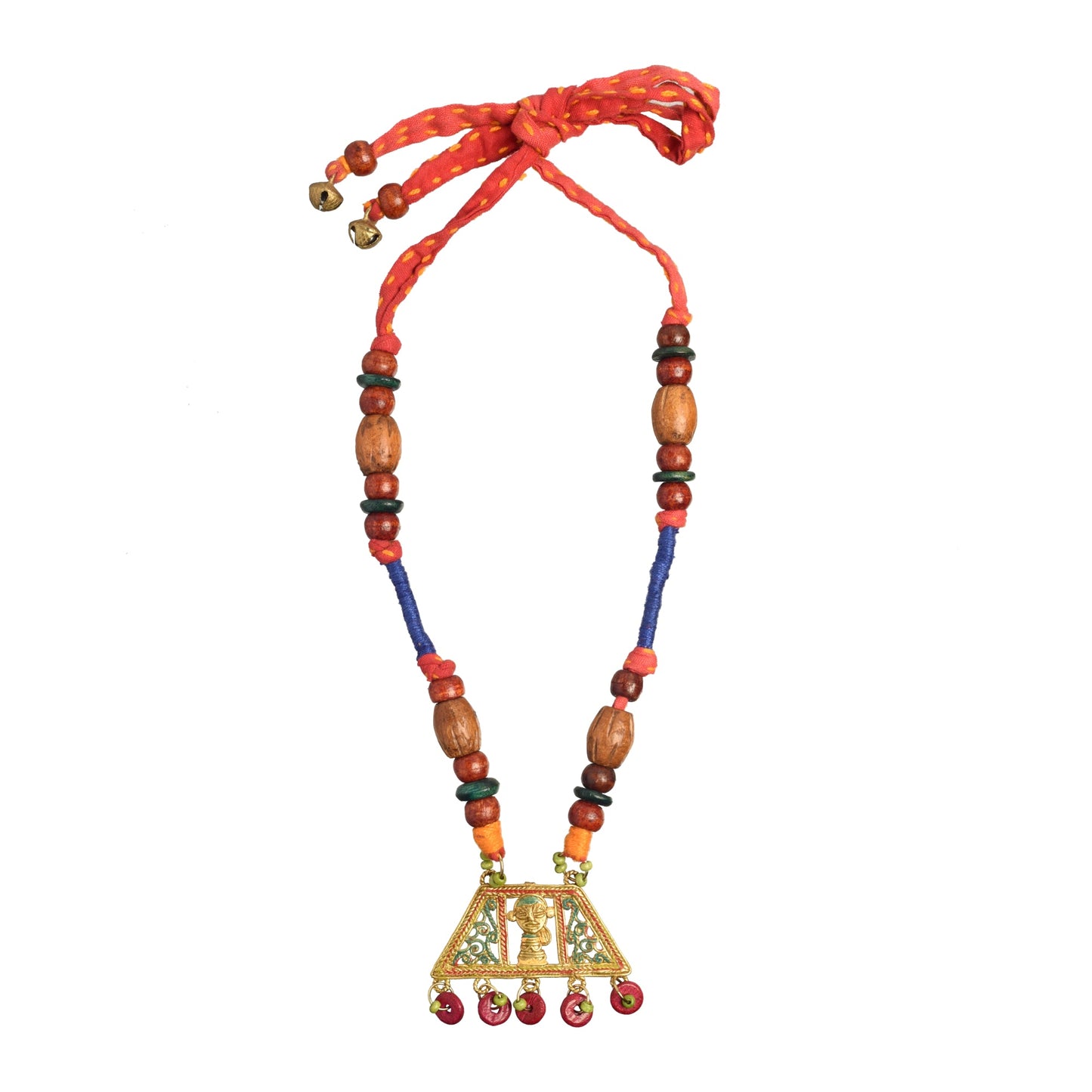 The Empress House Handcrafted Tribal Dokra Necklace in Prussian Blue