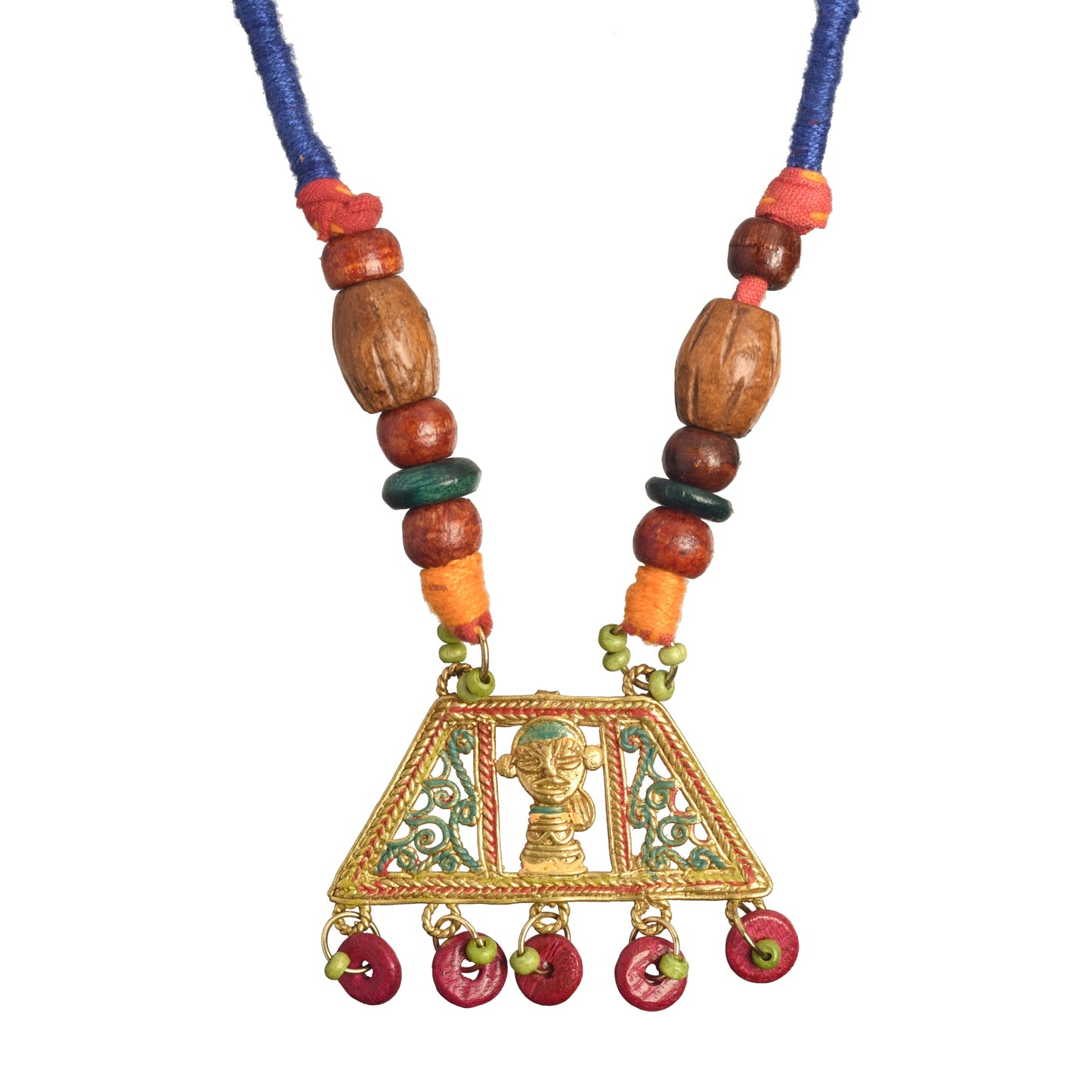 The Empress House Handcrafted Tribal Dokra Necklace in Prussian Blue