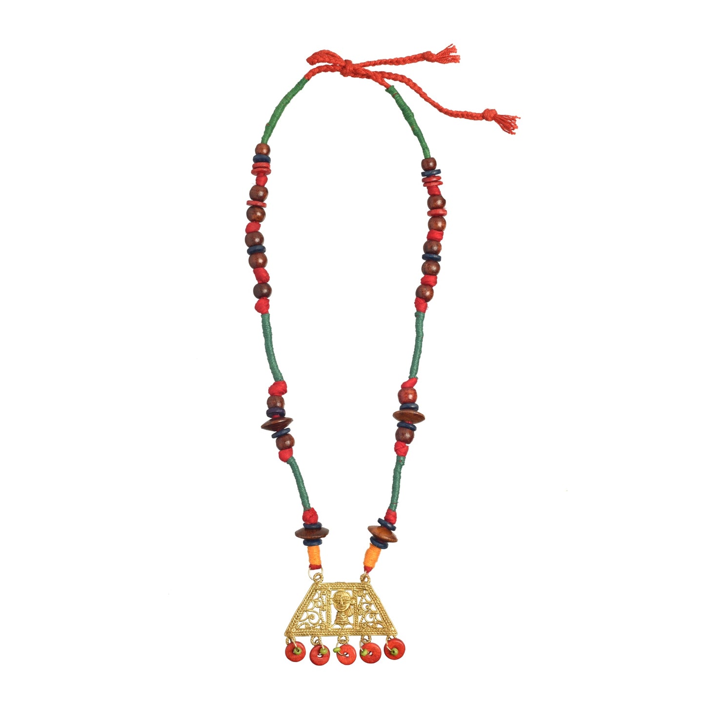 The Empress House Handcrafted Tribal Dokra Necklace in Pumpkin Orange