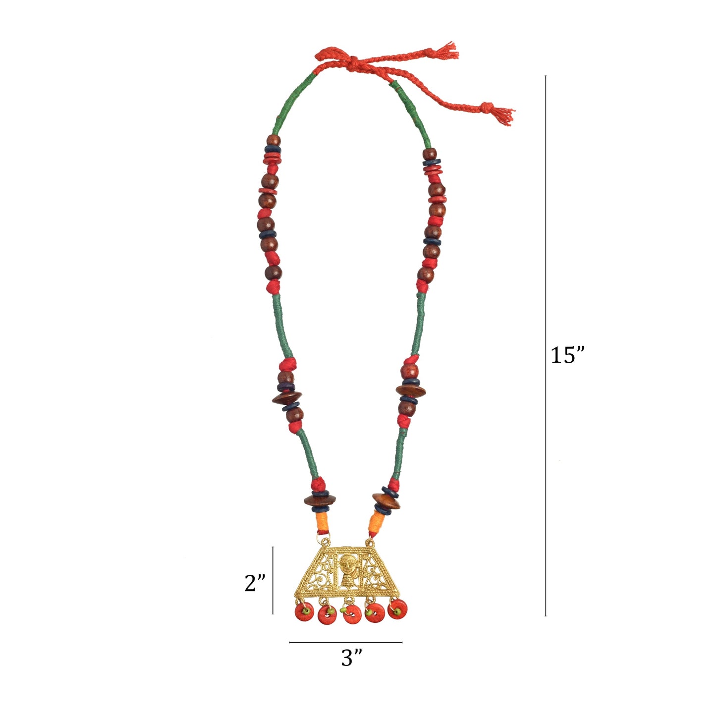 The Empress House Handcrafted Tribal Dokra Necklace in Pumpkin Orange