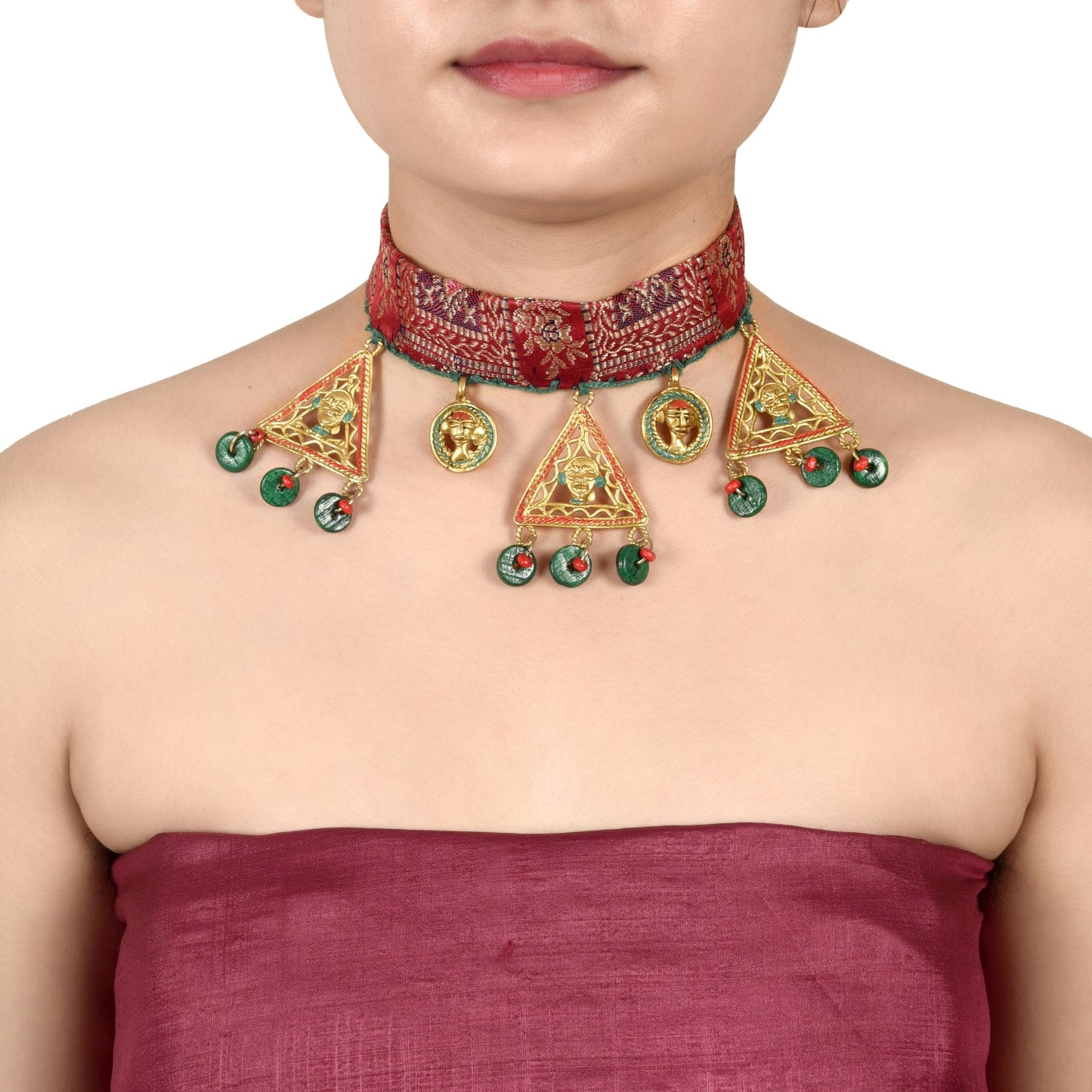 The Empress Trinity Handcrafted Tribal Dokra Necklace