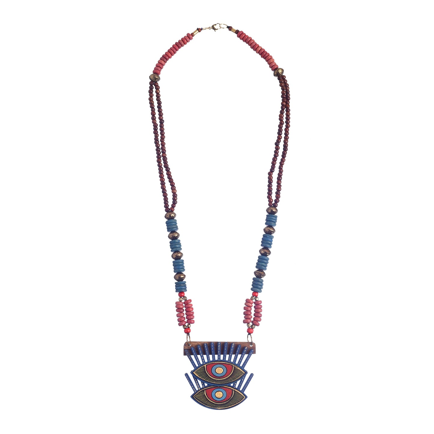 Evil Eyes-III' Handcrafted Tribal Dokra Necklace