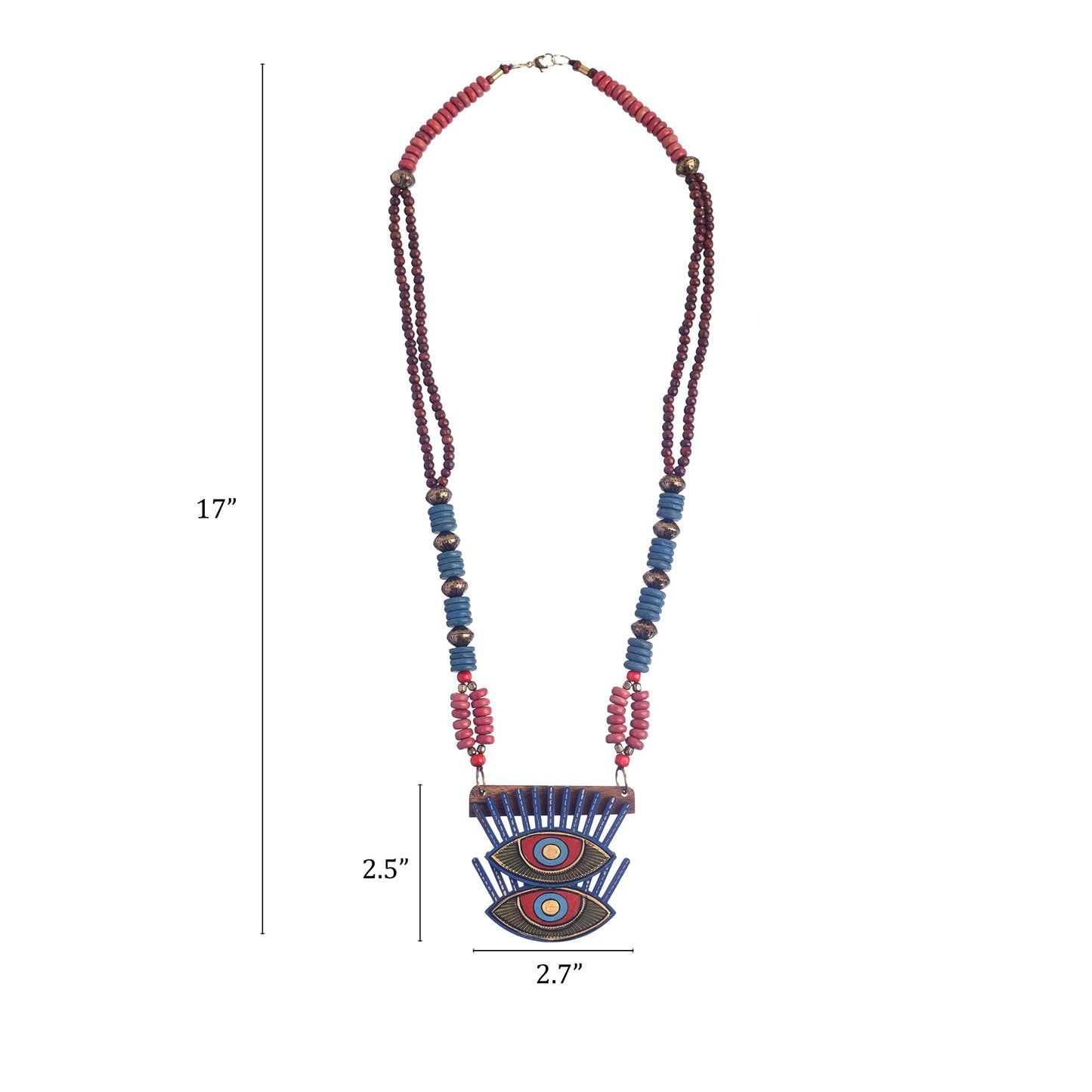 Evil Eyes-III' Handcrafted Tribal Dokra Necklace