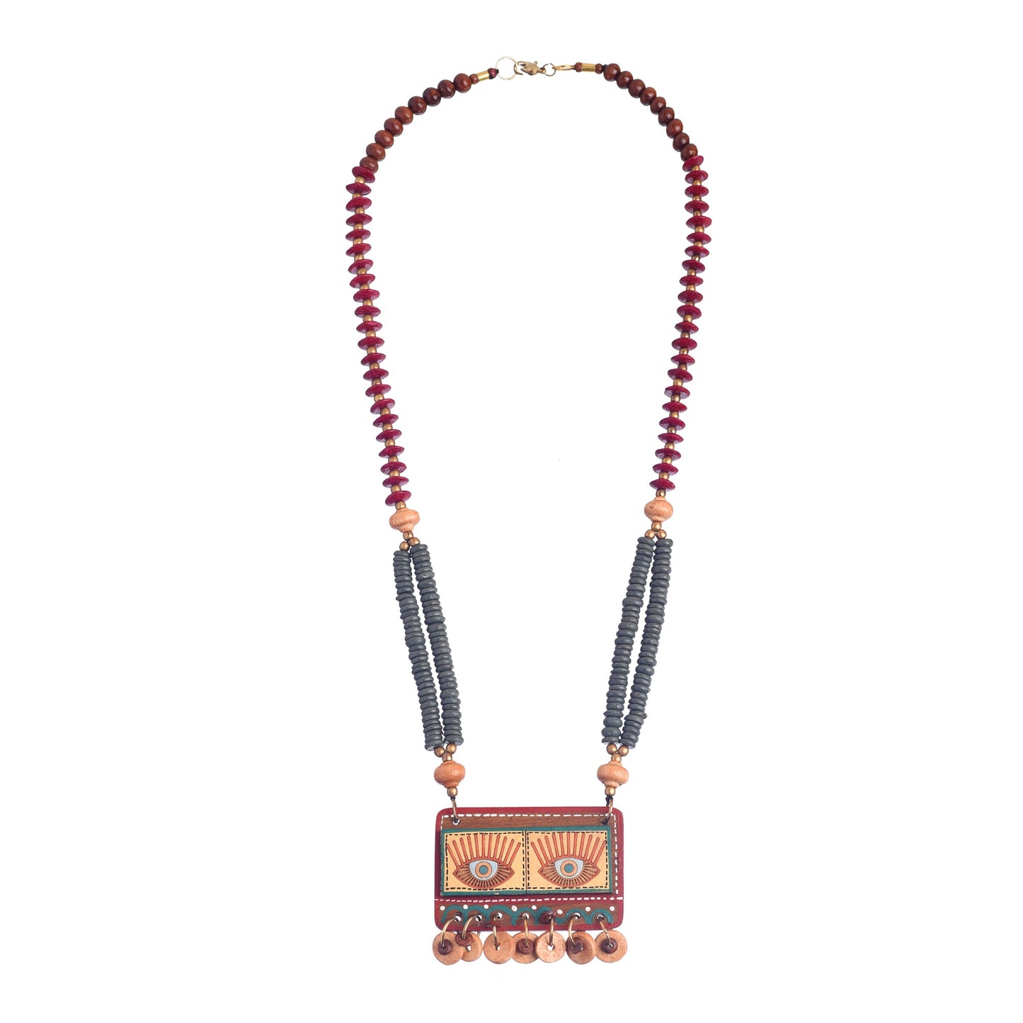 Evil Eyes-IV' Brown Handcrafted Tribal Dhokra Necklace