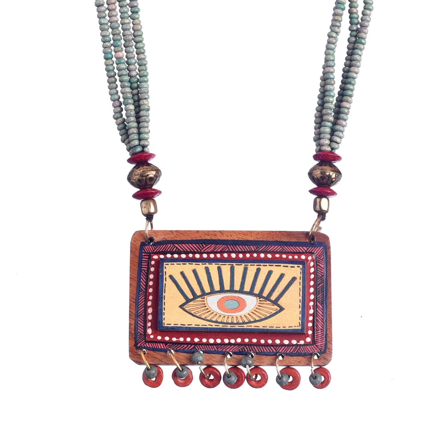 Evil Eyes-V' Brown Handcrafted Tribal Dokra Necklace