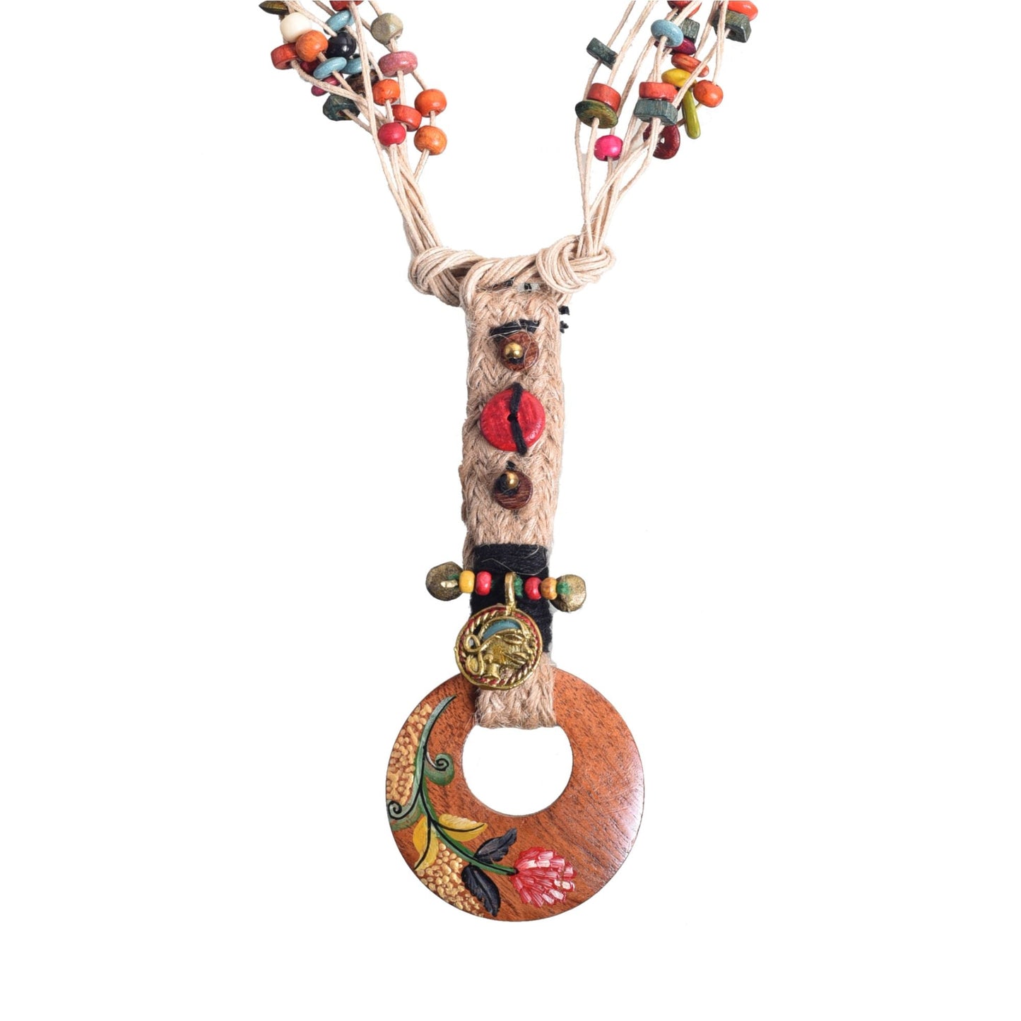 Natural Beauty: Round Pendant Handcrafted Jute Necklace