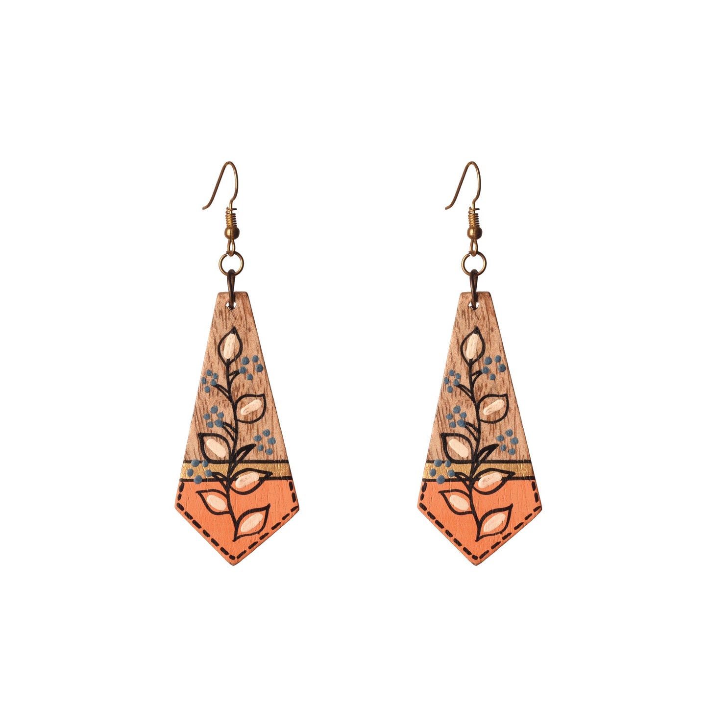 The Floral Arrows Handcrafted Tribal Wooden Earrings