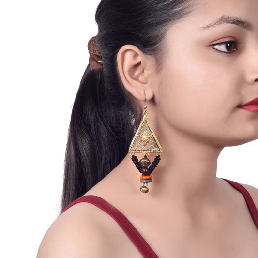 Geometric Elegance: Triangular Brass Earrings