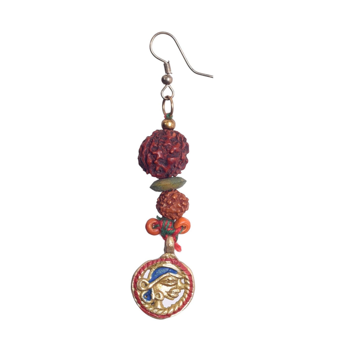 Divine Fusion: Handcrafted Wooden & Rudraksha Earrings