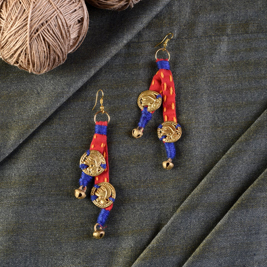 The Tribal Drops Handcrafted Tribal Dhokra Earrings in fabric