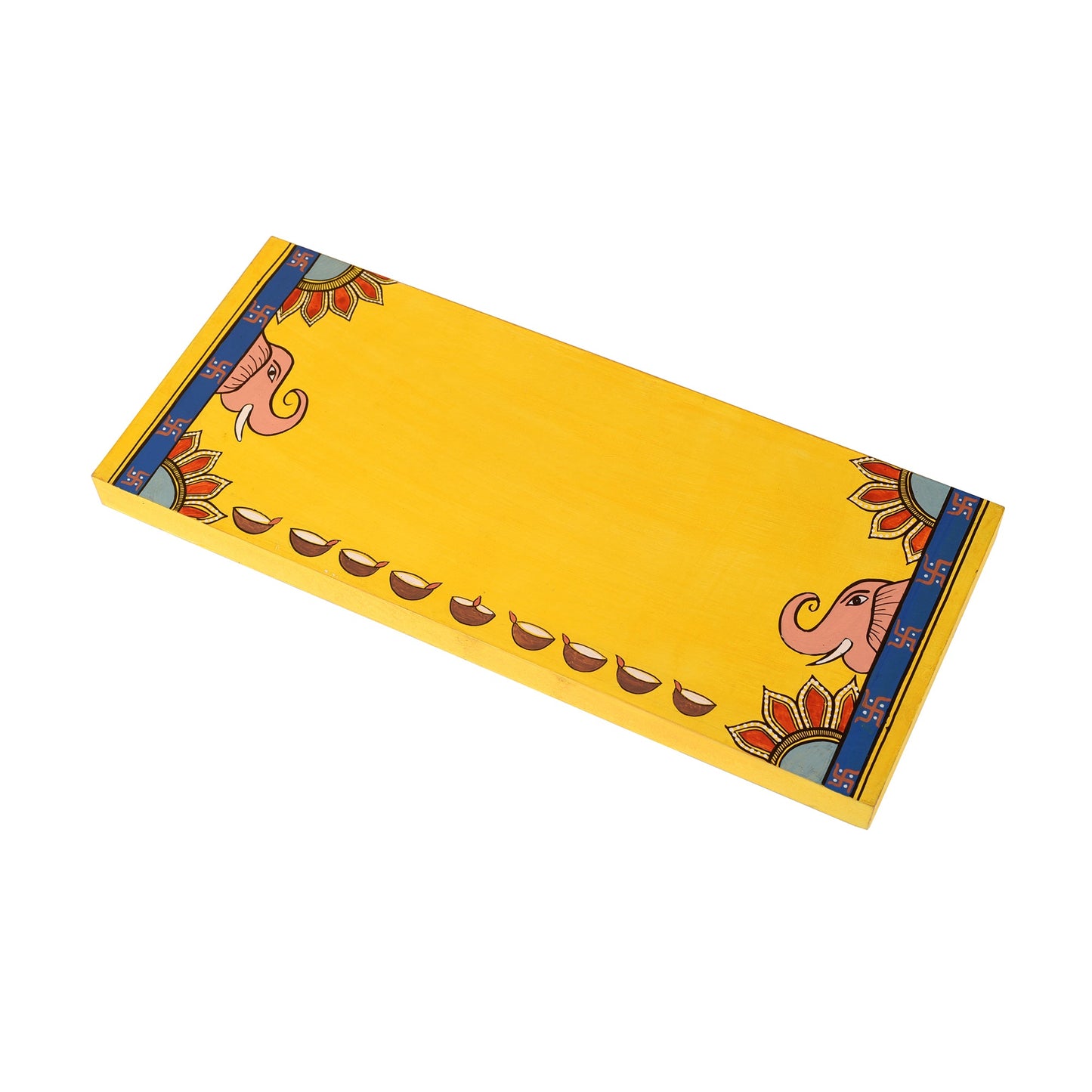 Laxmi Ganesh Puja Chowki in Shubh Mustard (12x0.5x5)