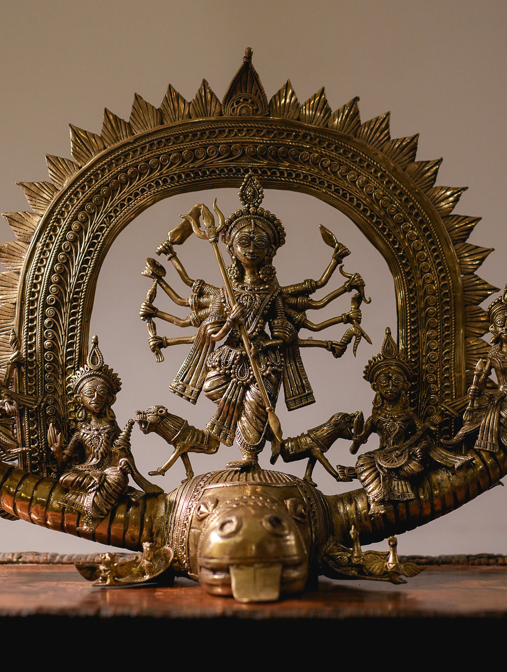 Dhokra Craft Curio - Durga Mardini