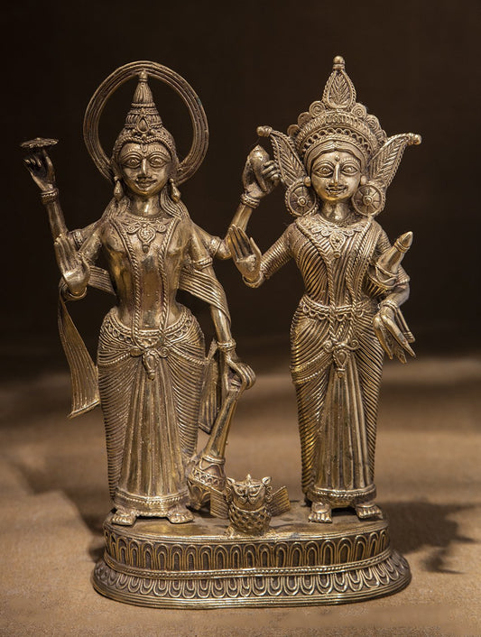 Large Dhokra Craft Curio - Vishnu Lakshmi