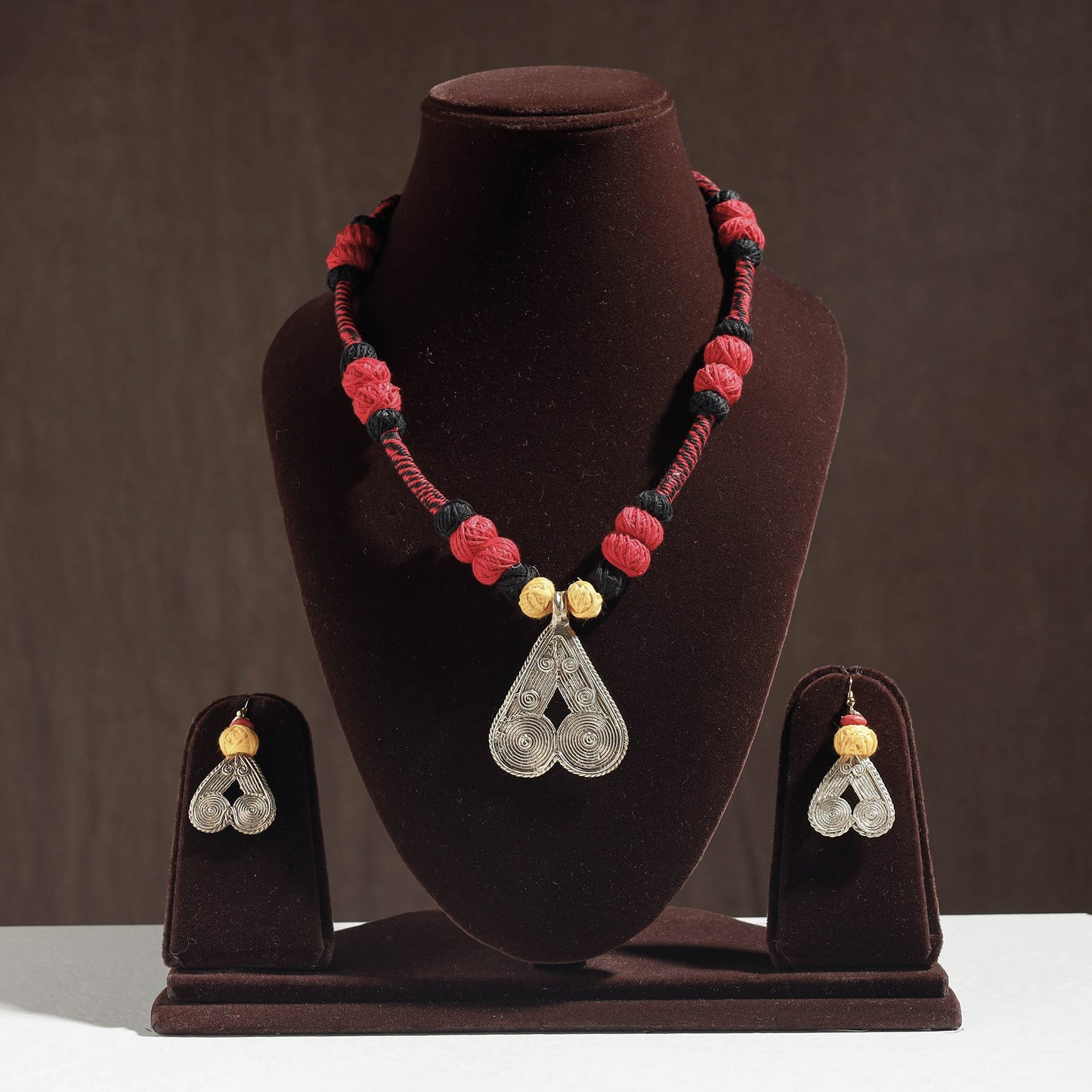 Dokra Brass Pendant Handcrafted Threadwork Necklace Set