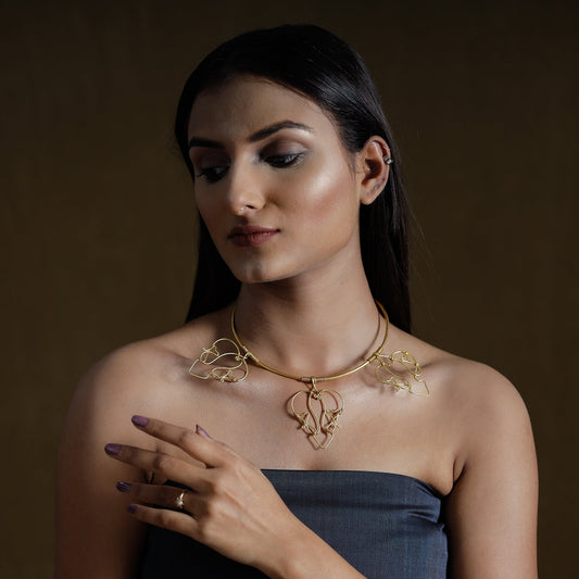 Brass Metal Handcrafted Dokra Choker Necklace by Asalkaar