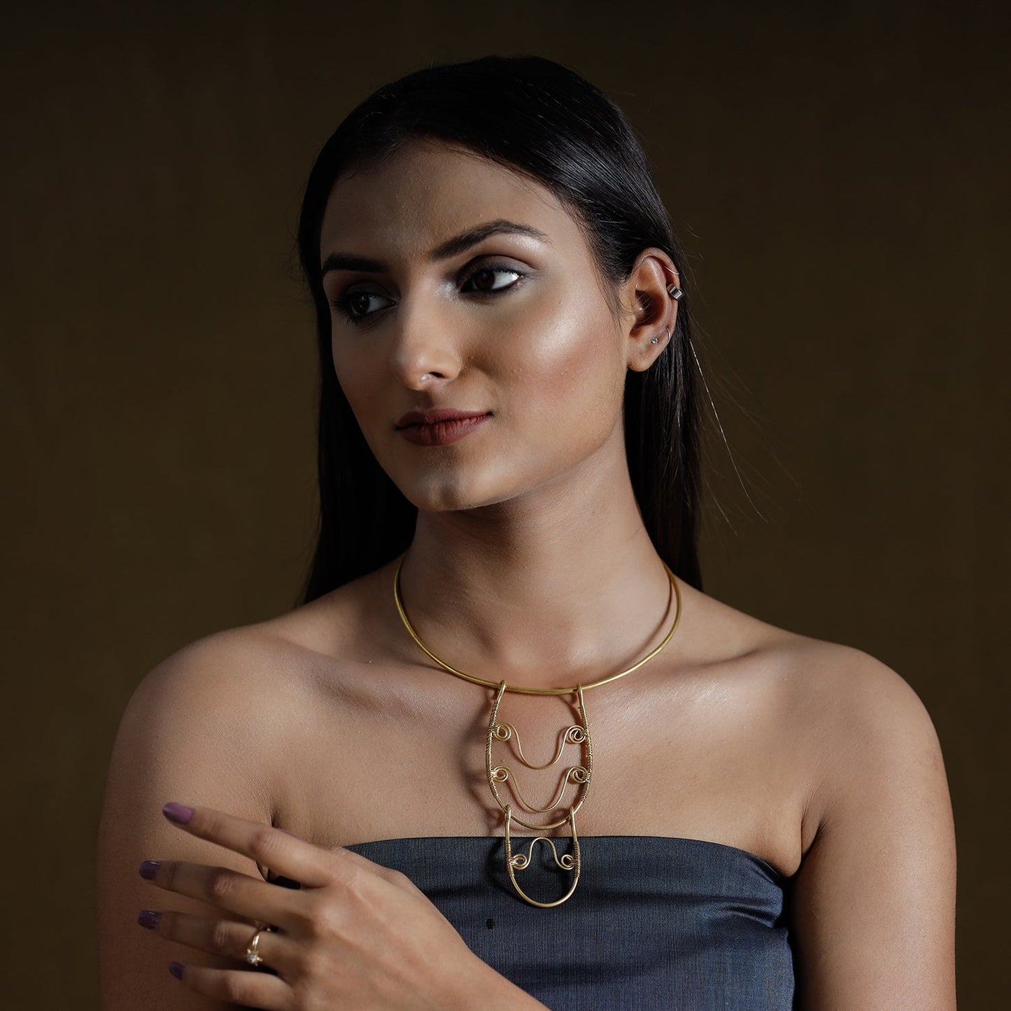 Brass Metal Handcrafted Dokra Choker Necklace by Asalkaar