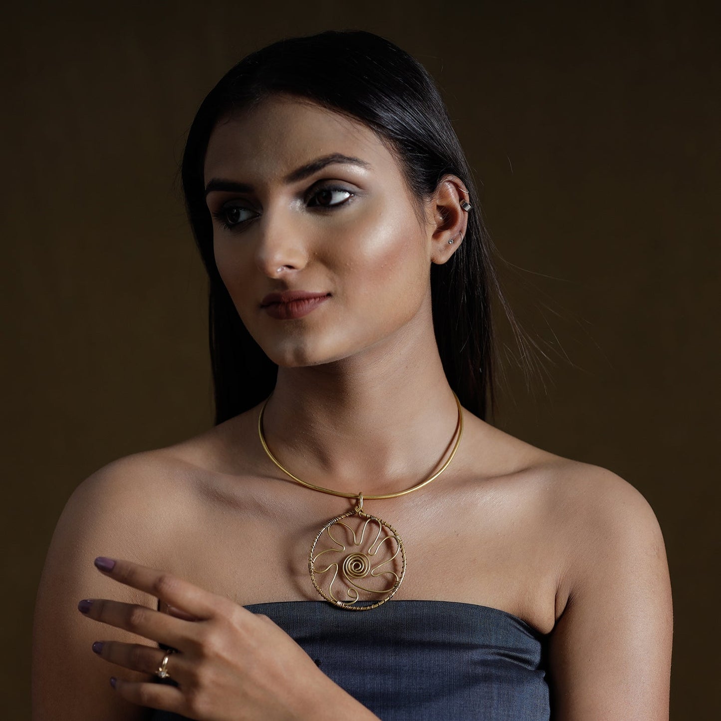 Brass Metal Handcrafted Dokra Choker Necklace by Asalkaar